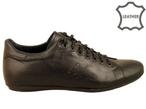 Мъжки спортни обувки от естествена кожа с връзки в черен цвят m3016ch